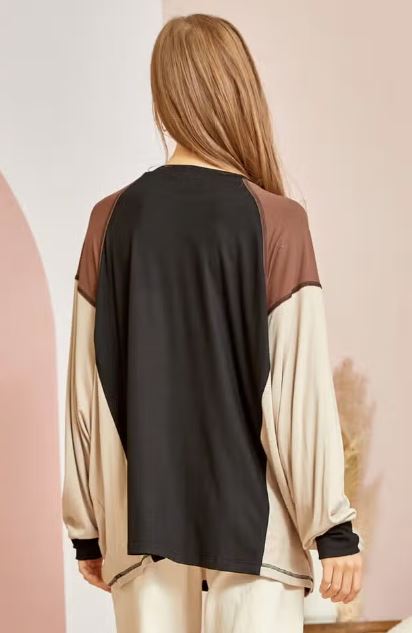 Black Mocha Colorblock Top