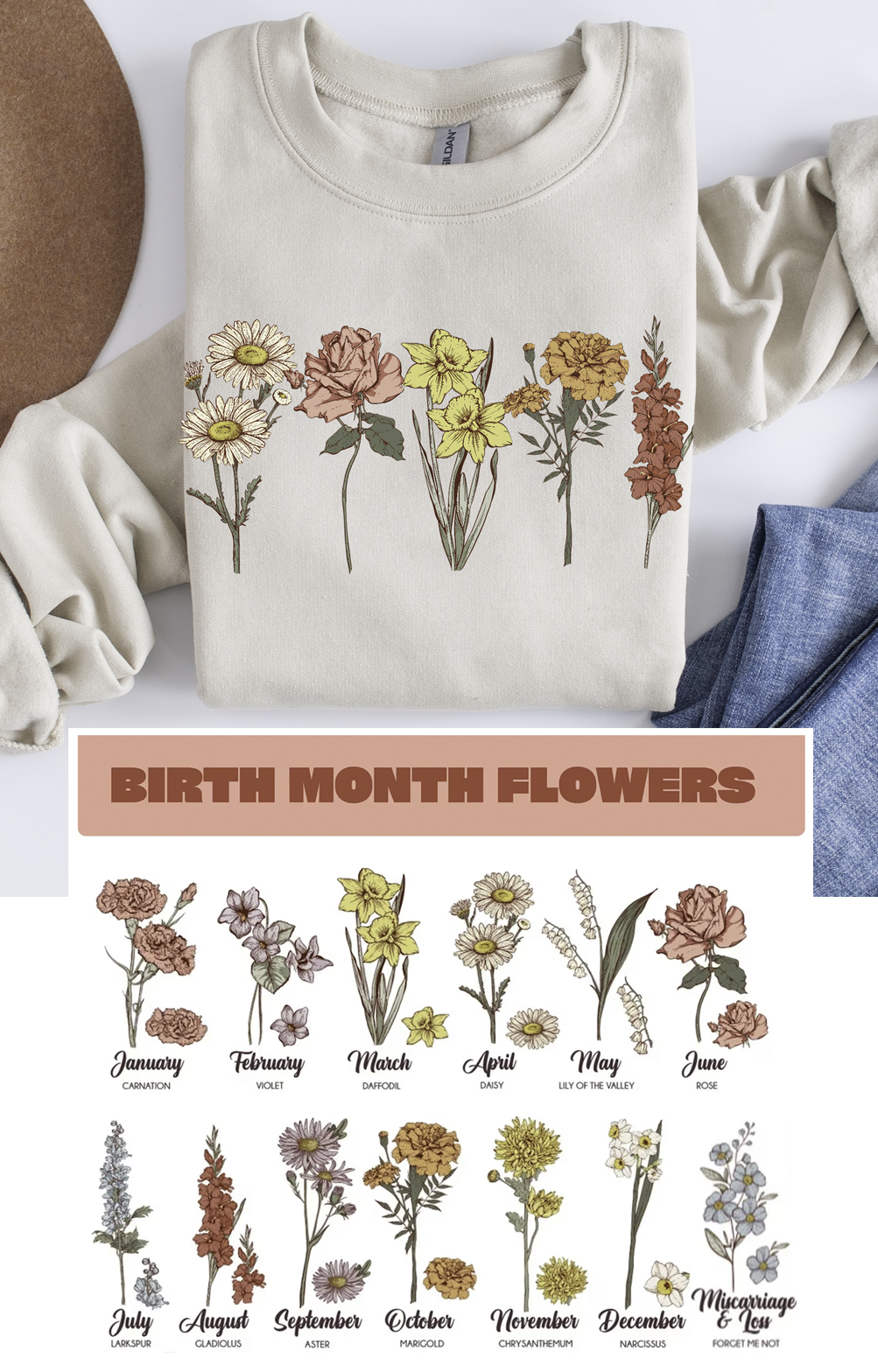 Custom Birth Month / Birth Flower Sweatshirt