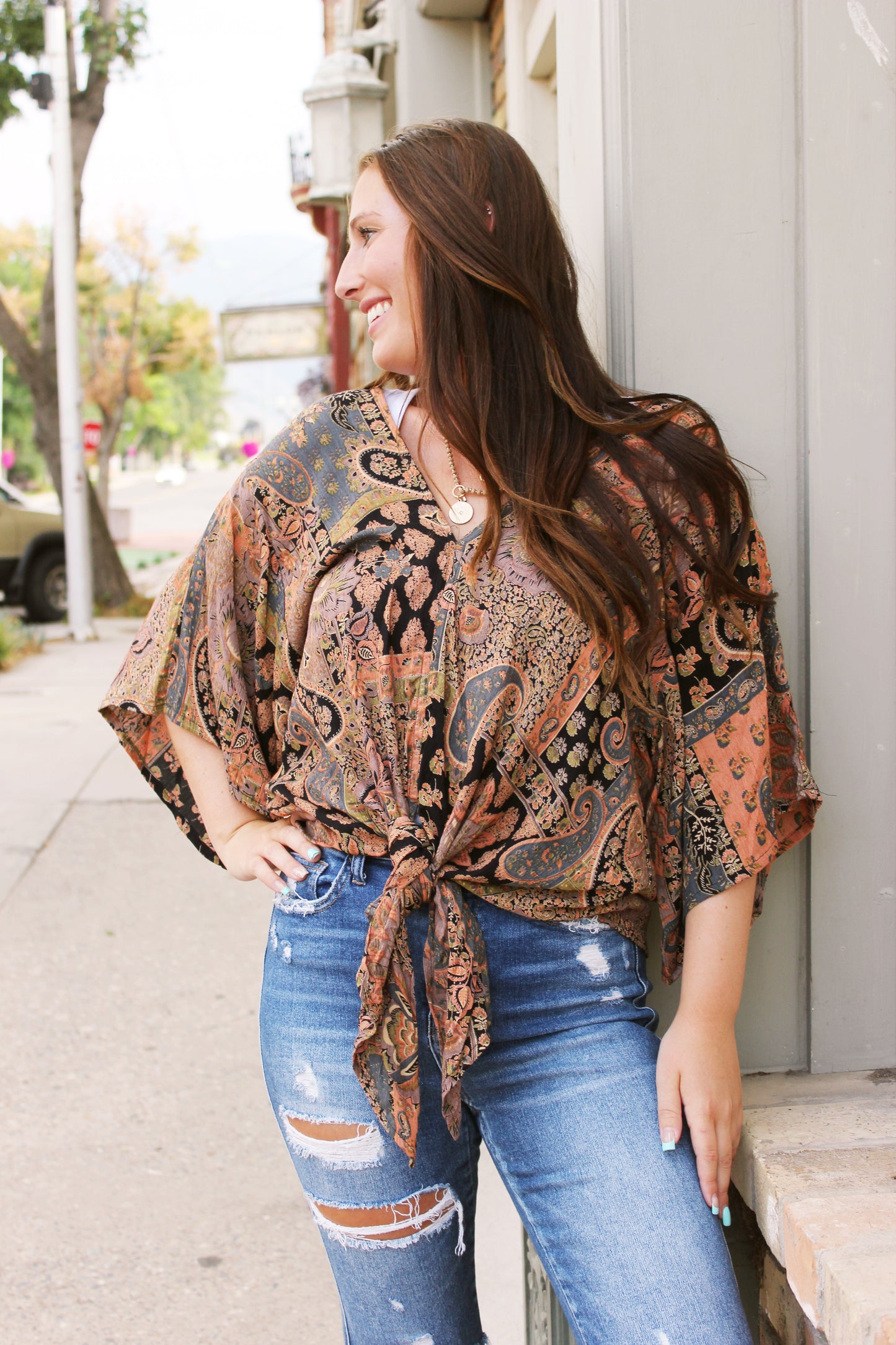 Paisley Kimono Blouse
