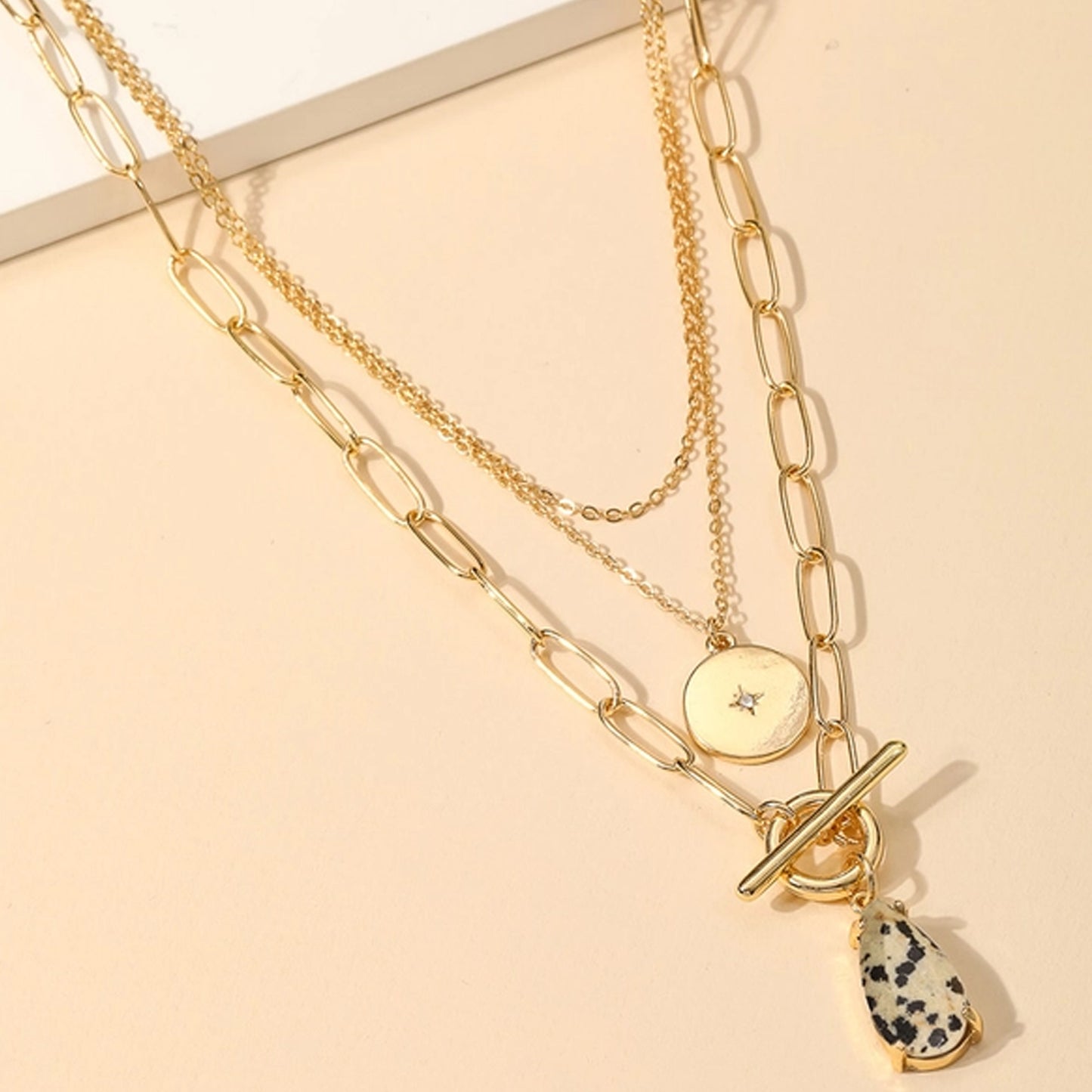 Chain Stone Teardrop Necklace