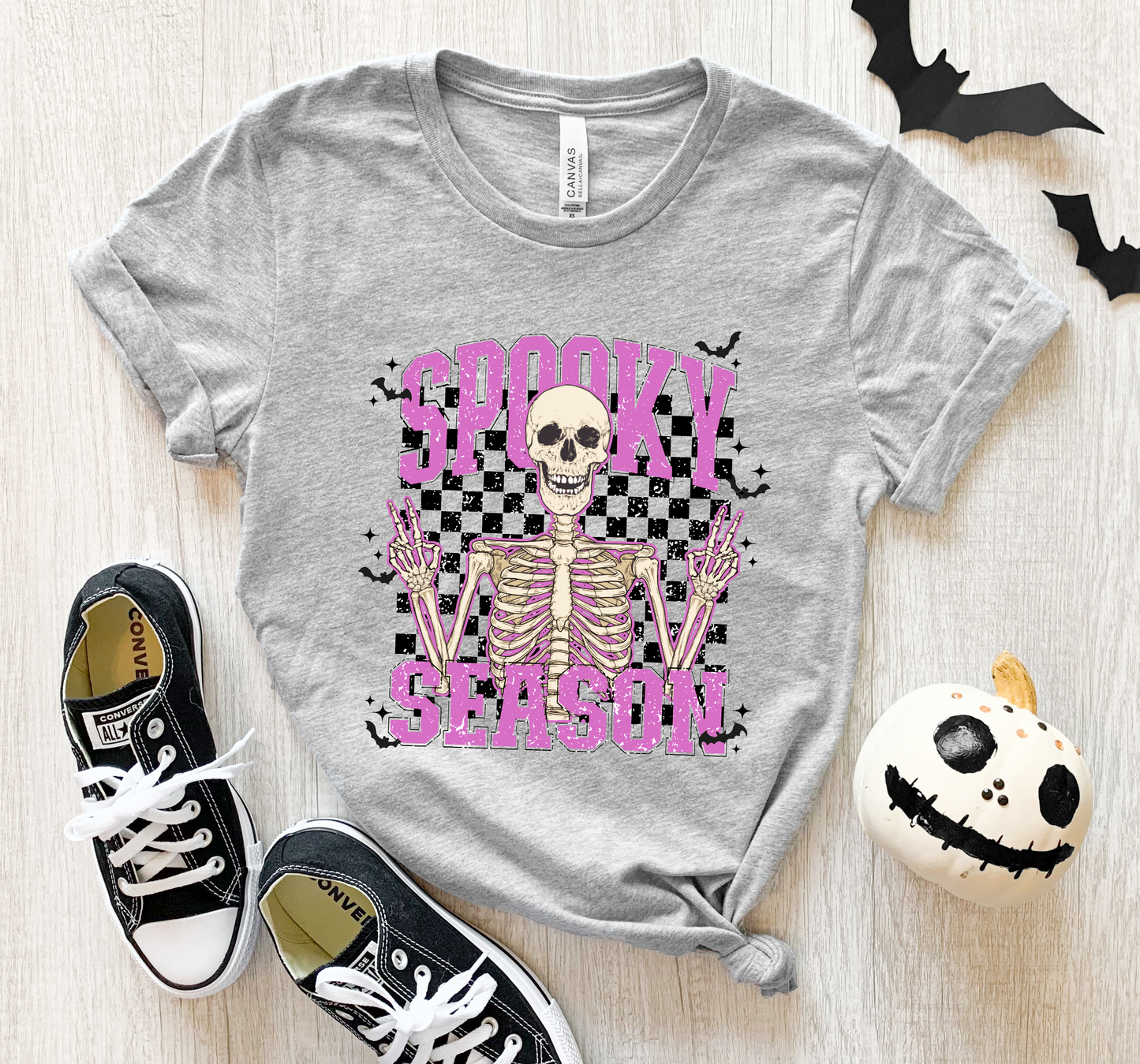 Spooky Season Purple Skeleton Tee