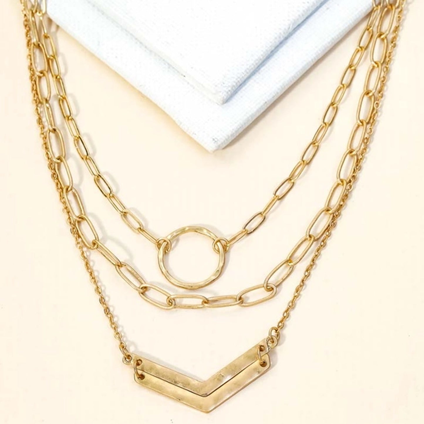 Layered Chevron Pendant Necklace
