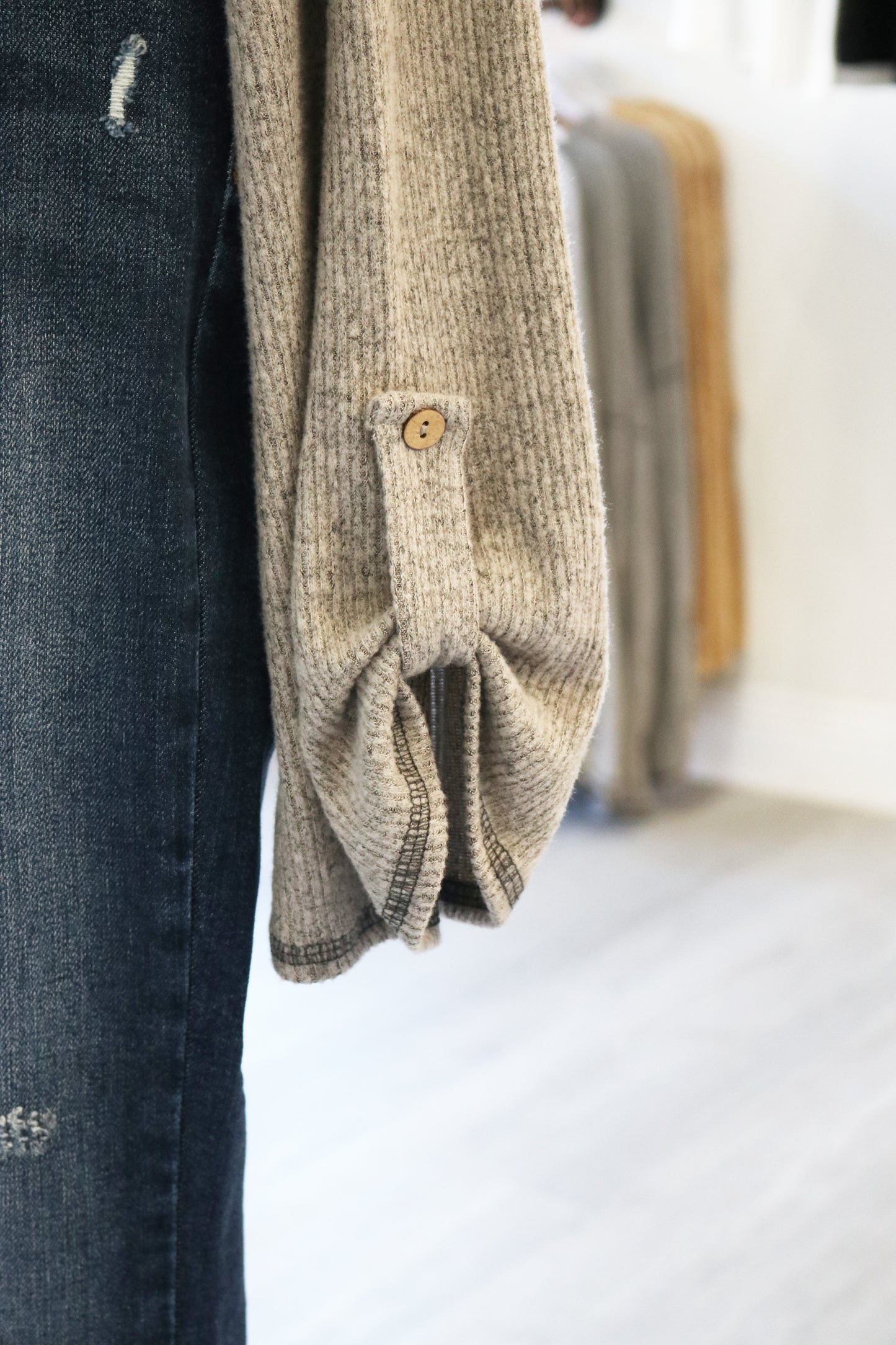 Chloe Brushed Rib V Neck Tunic