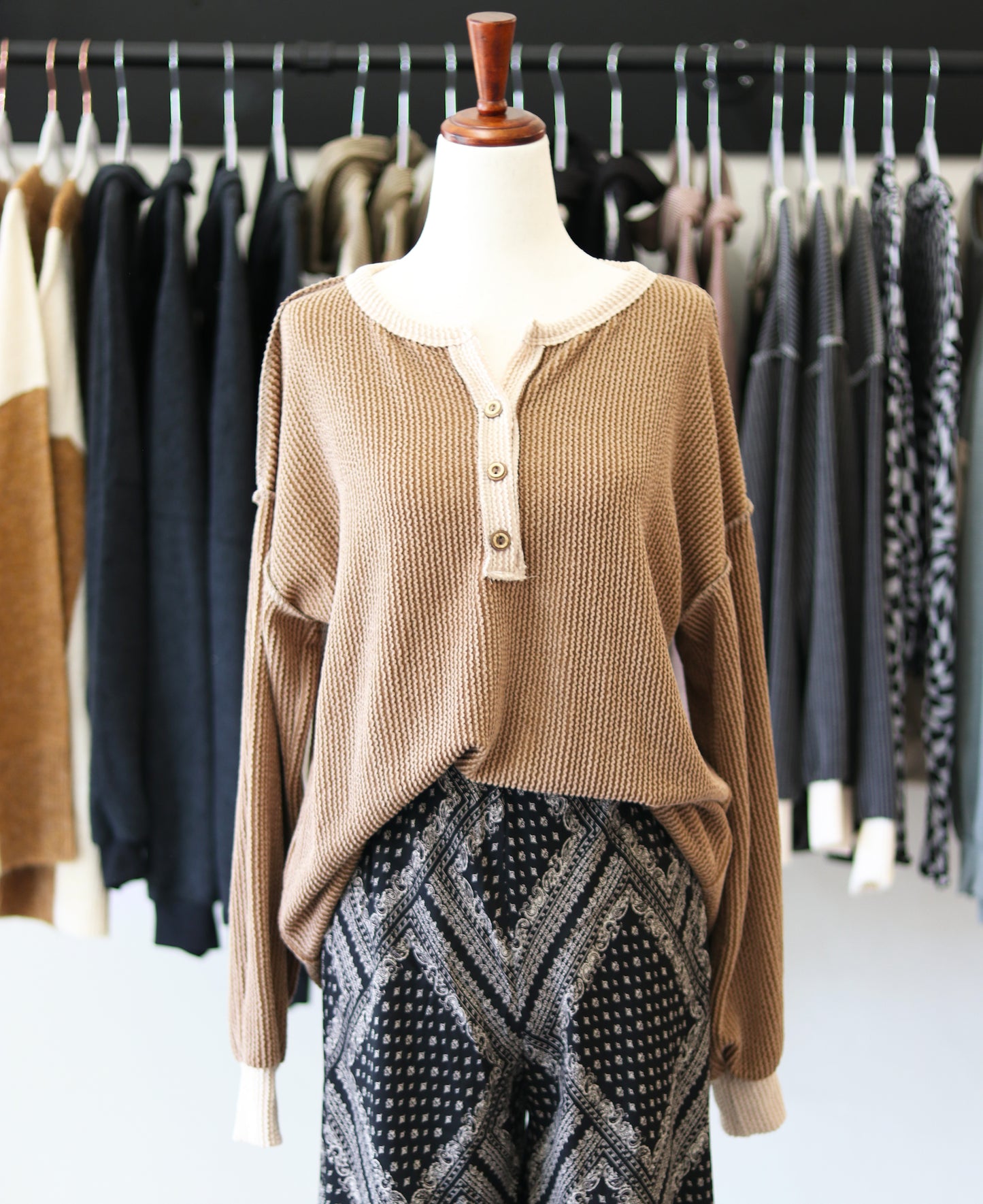 Ribbed Drop Shoulder Top