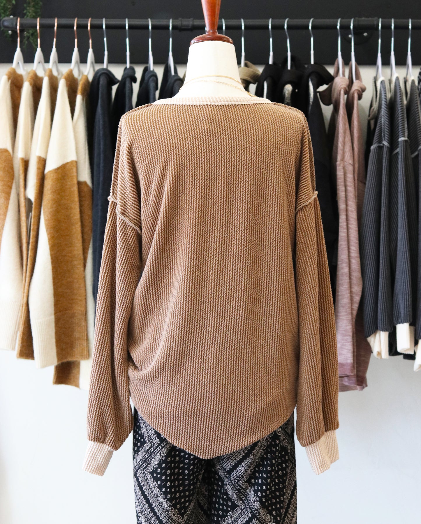 Ribbed Drop Shoulder Top