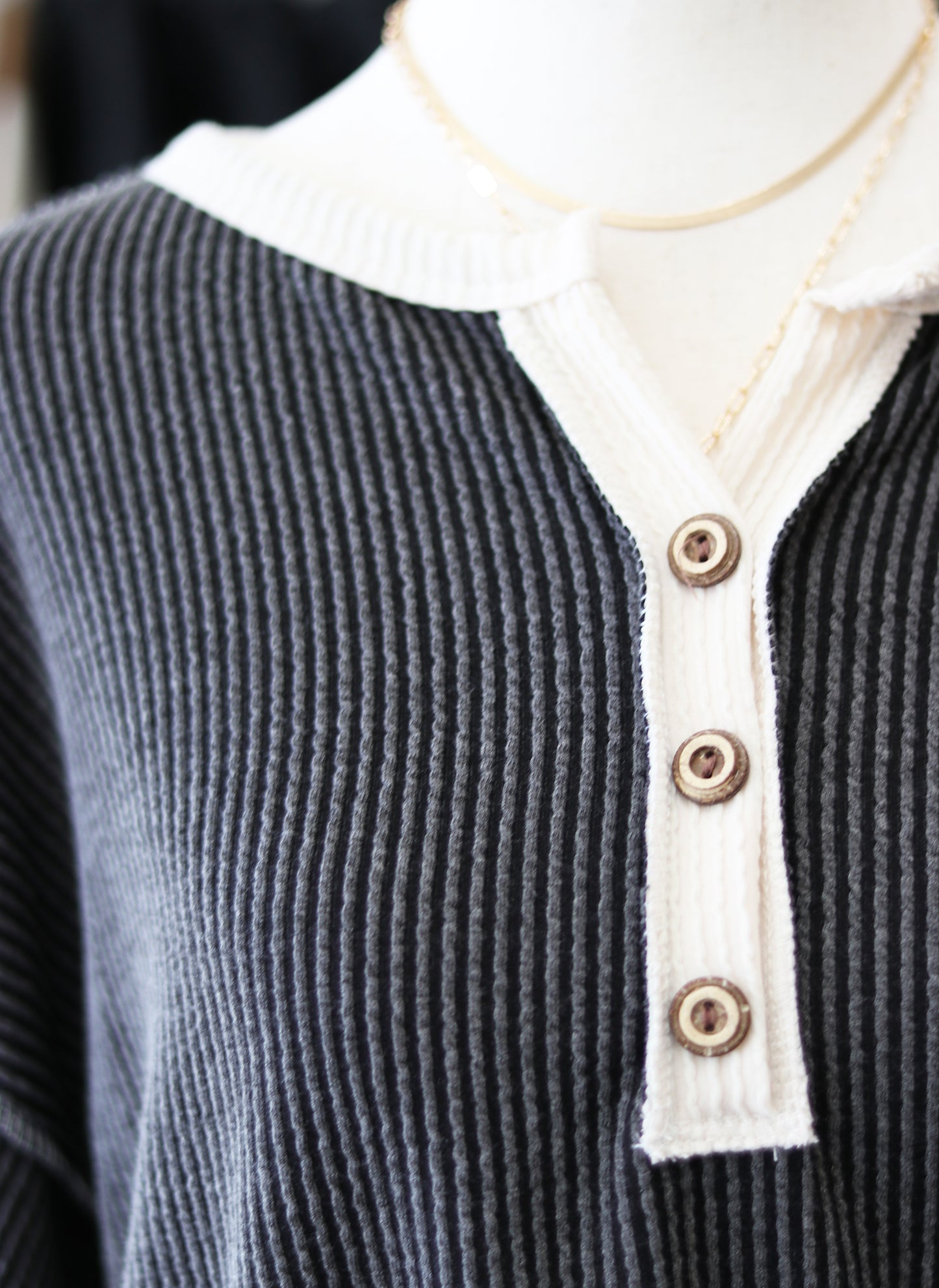 Ribbed Drop Shoulder Top