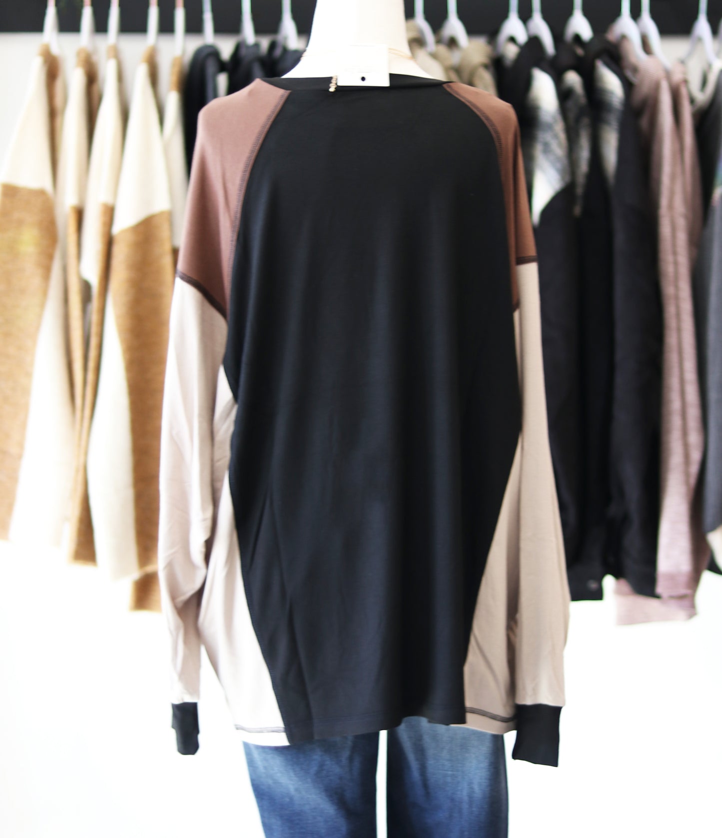 Black Mocha Colorblock Top