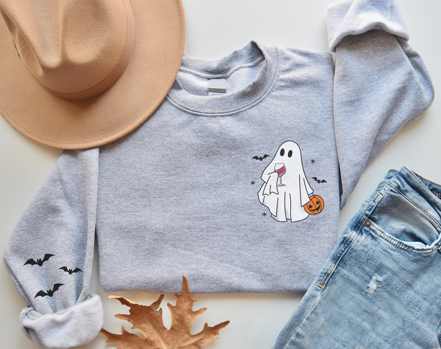 Custom Ghost Drink With Bats Sleeve Sweatshirt