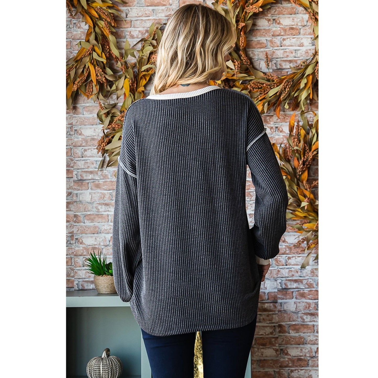 Ribbed Drop Shoulder Top