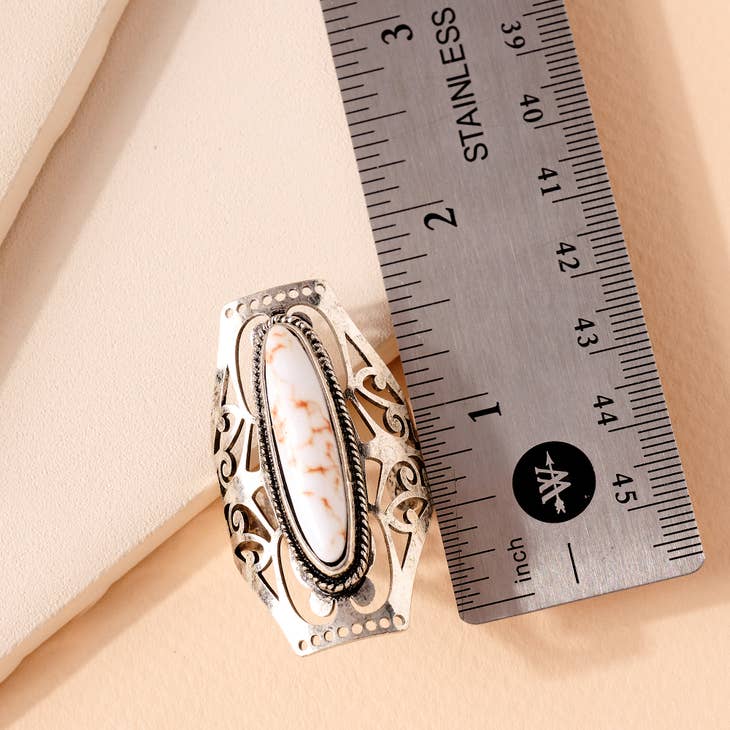 Western Stone Metal Open Ring