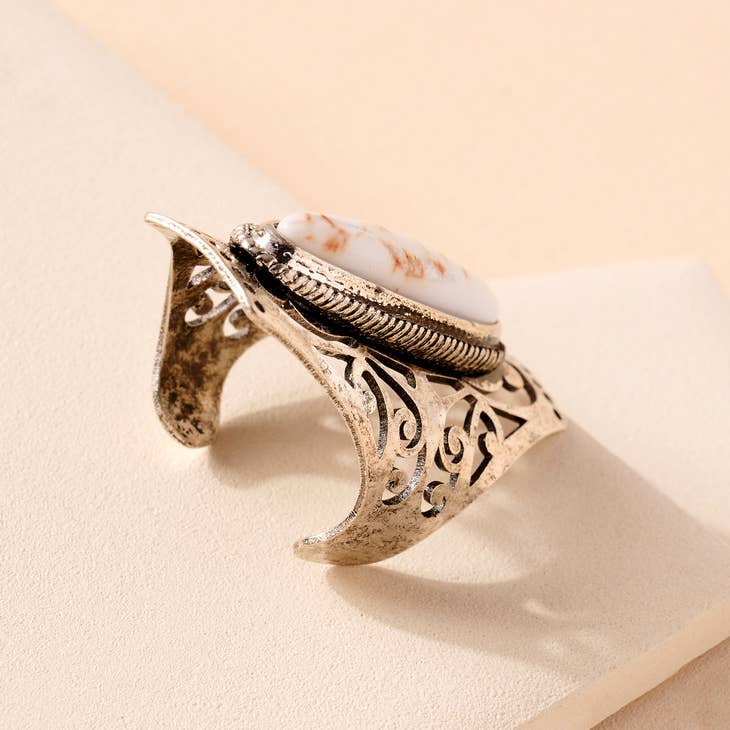 Western Stone Metal Open Ring