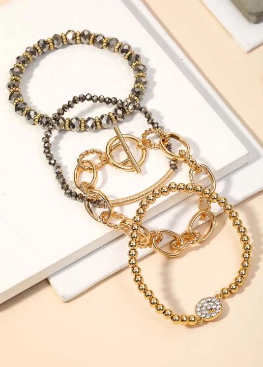 Beaded Chain Link Bracelet Set