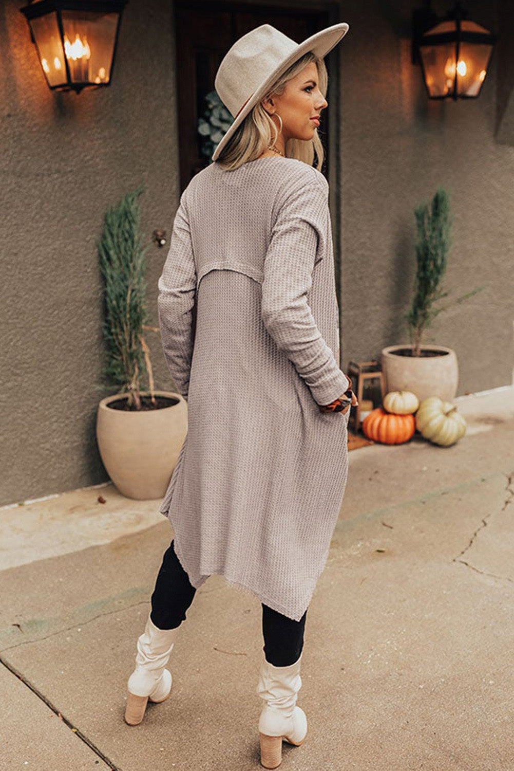 Khaki Waffle Knit Cardigan