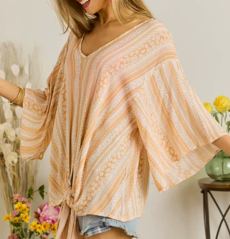 Floral Front Tie Blouse