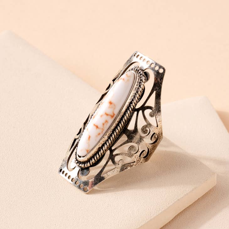 Western Stone Metal Open Ring