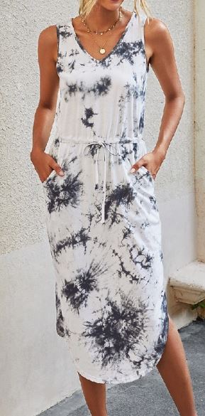 Tie Dye Drawstring Dress