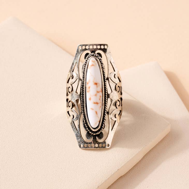 Western Stone Metal Open Ring