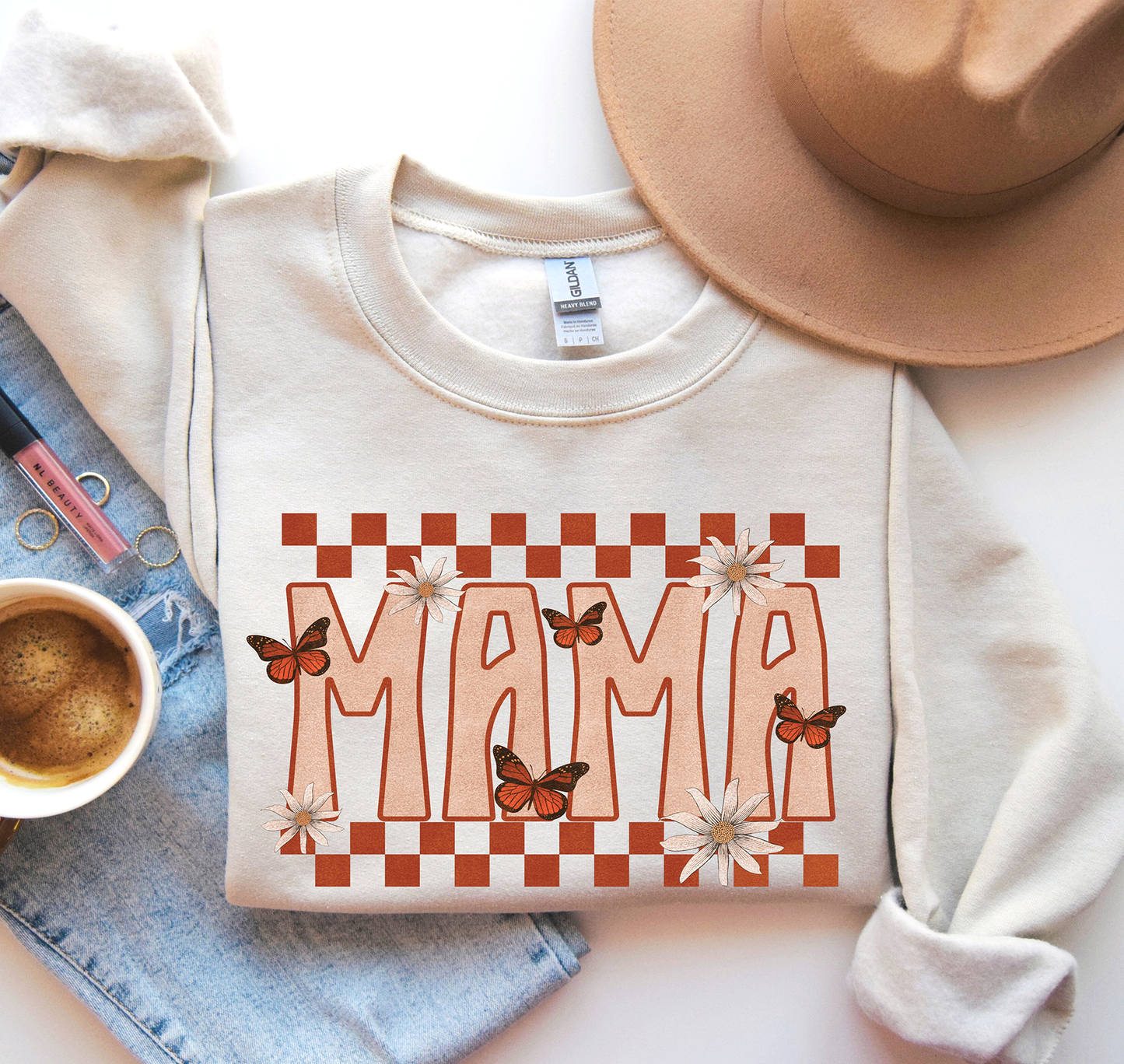 Mama Checker Floral Sweatshirt