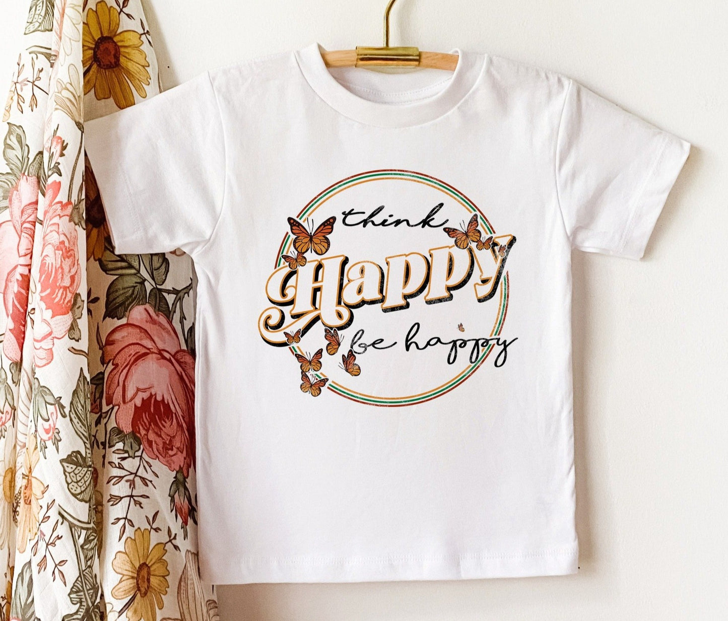 Think Happy Be Happy Butterflies Kids Tee/Bodysuit