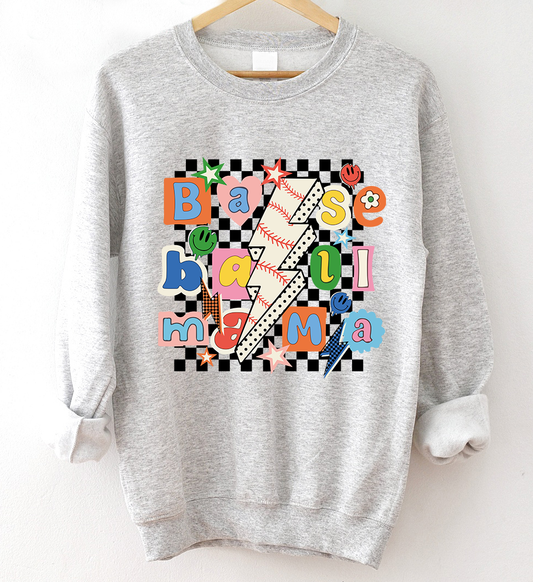 Baseball Mama Checkered Sweatshirt
