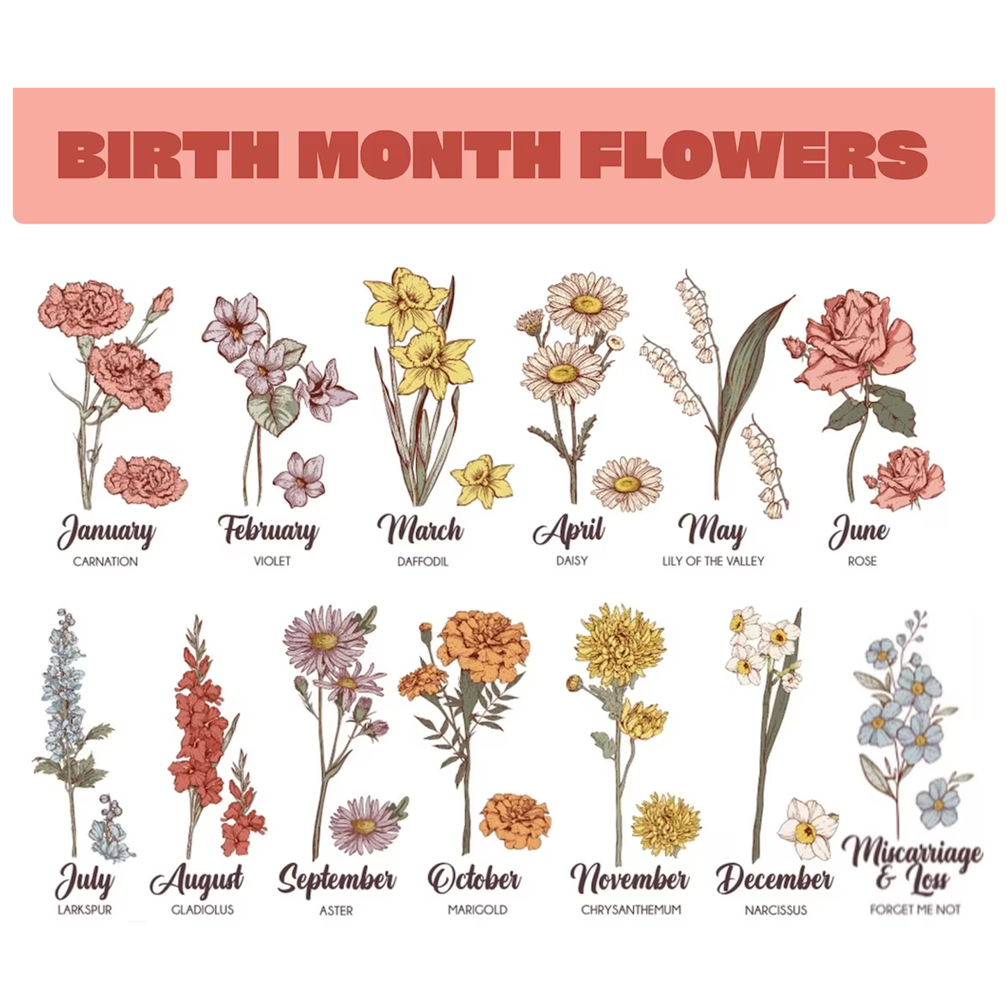 Custom Birth Month / Birth Flower Tee