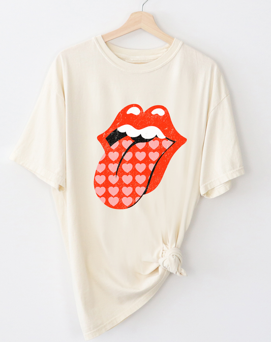 Heart Rock N Roll Tongue Tee