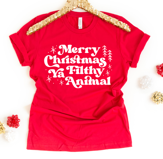 Merry Christmas Ya Filthy Animal Tee