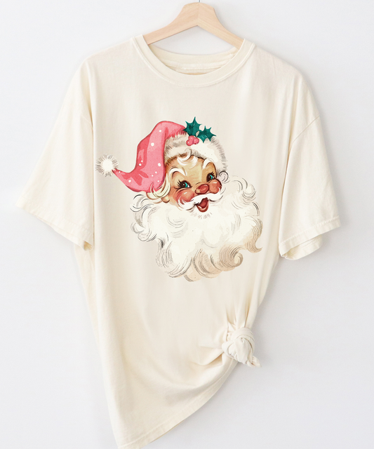 Retro Pink Santa Tee