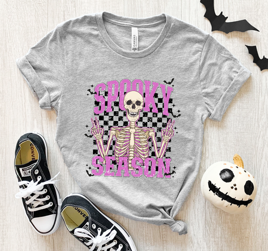 Spooky Season Purple Skeleton Tee