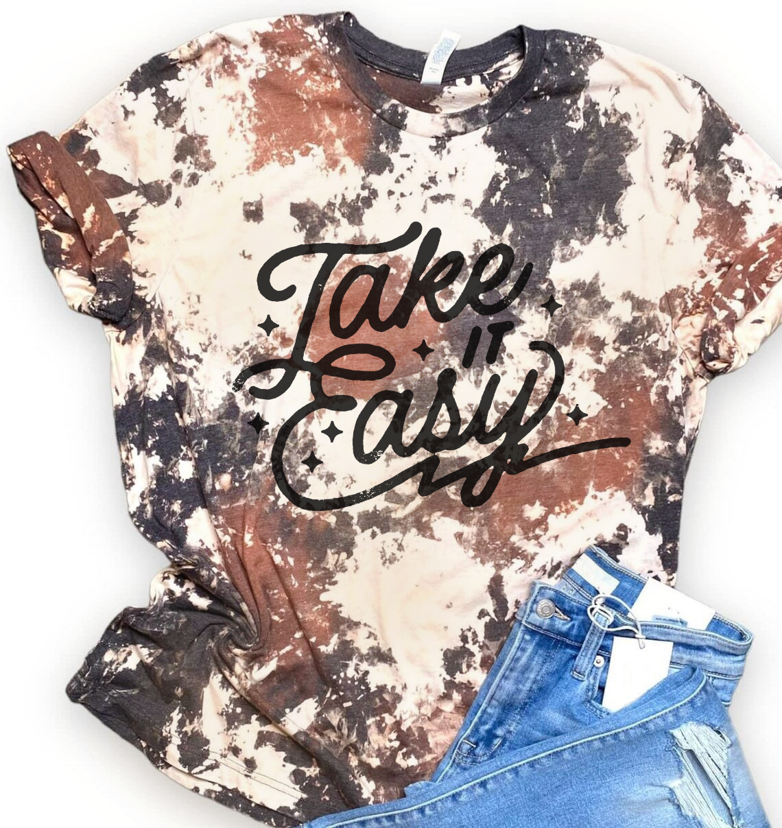Take It Easy Cowhide Bleached Tee