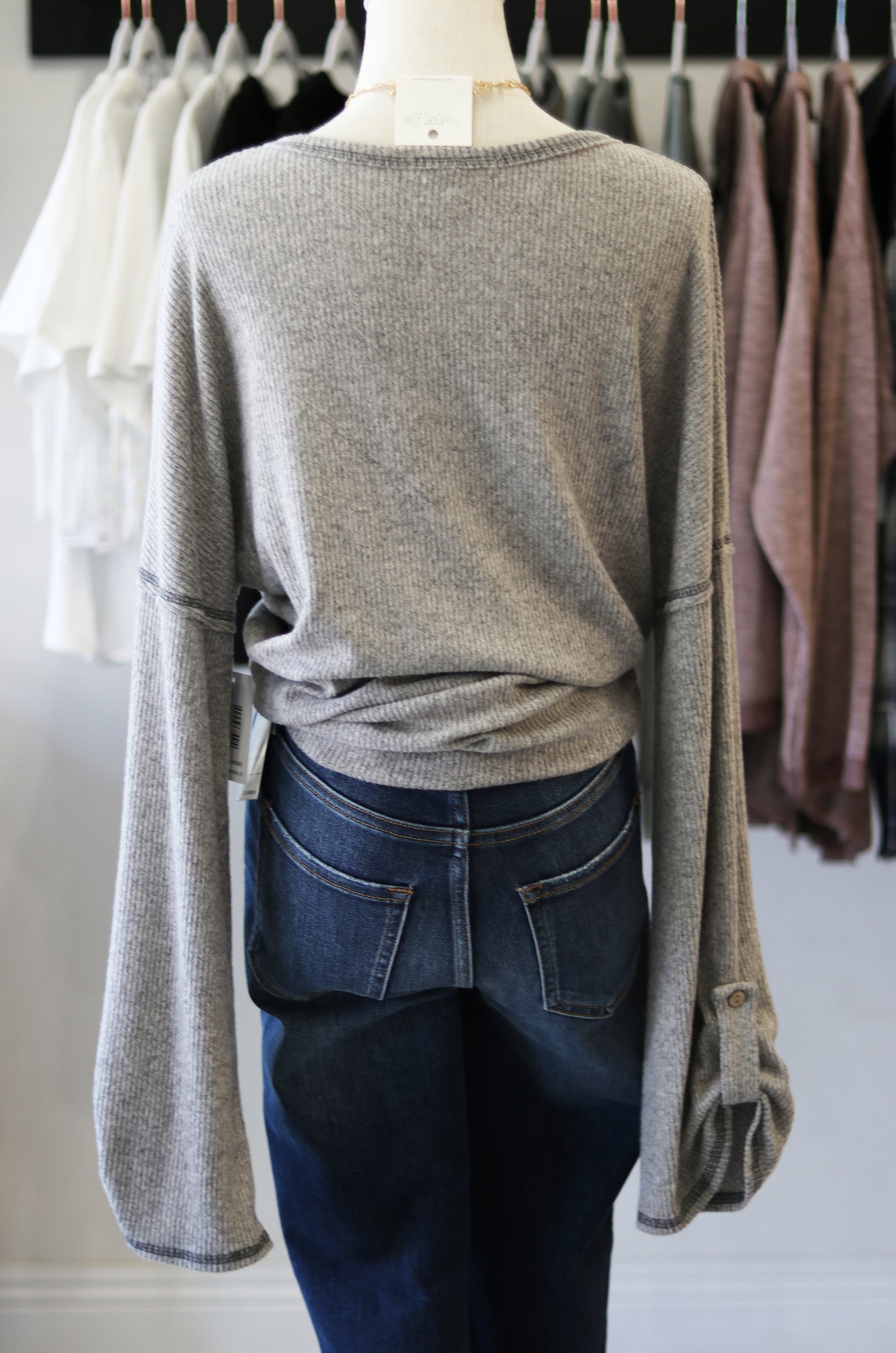 Chloe Brushed Rib V Neck Tunic