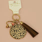 Animal Print Round Disk Tassel Keychain