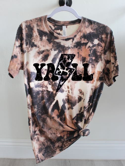 Y'ALL Cowhide Bleached Tee