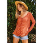 Rust Ribbed Gathered Top