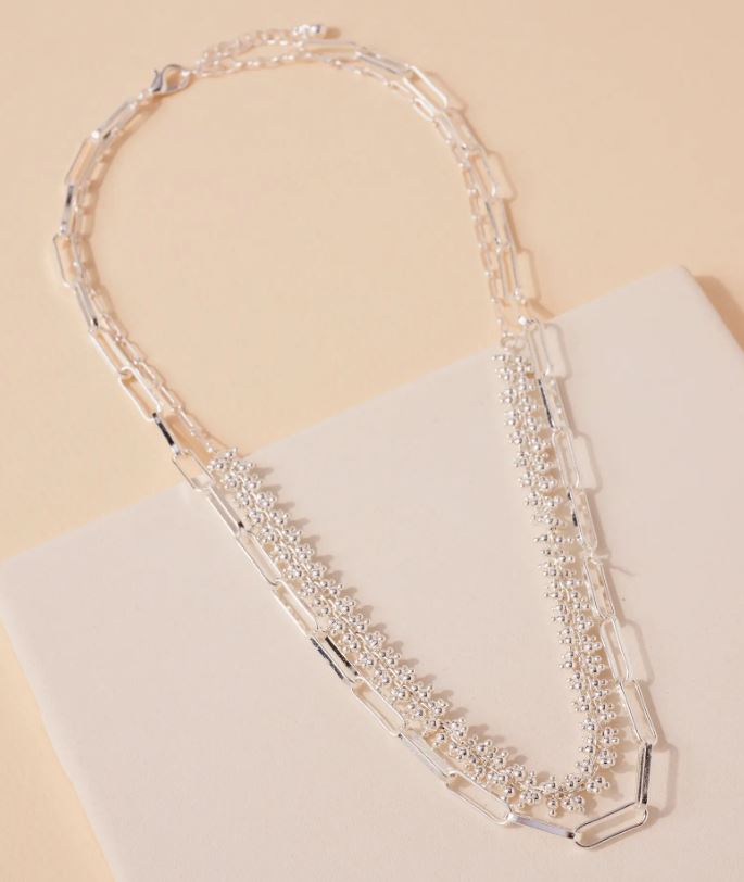 Layered Chain & Beaded Necklace