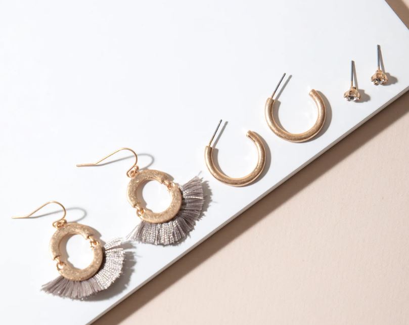 Tassel Hoop Earring Set