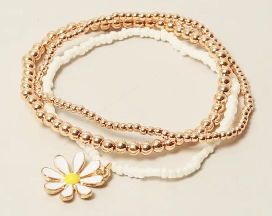 3 Piece Flower Bead Bracelets