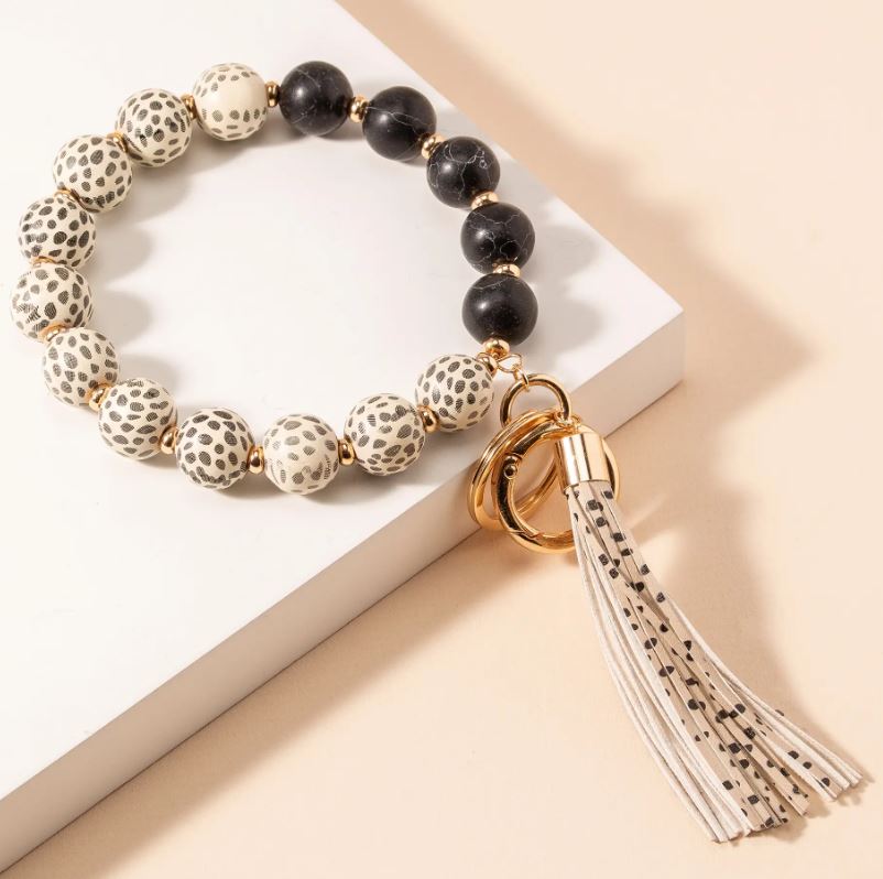 Animal Print Tassel Key Chain