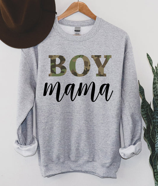 Boy Mama Camo Print Sweatshirt