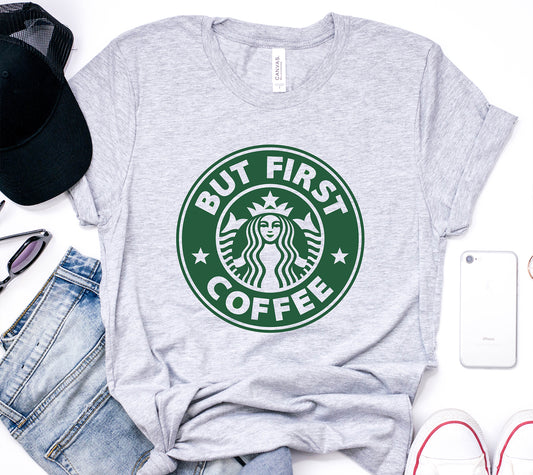 But First Coffee Green Printed Tee