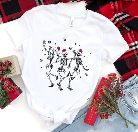 Dancing Skeletons Christmas Tee