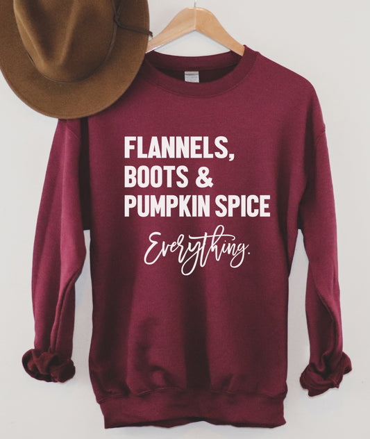 Flannels Boots & Pumpkin Spice Sweatshirt