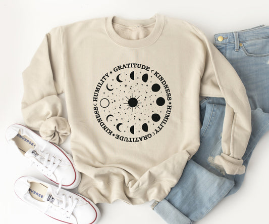 Gratitude Kindness Moon Phase Sweatshirt