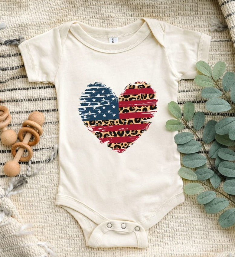 Heart Flag Kids Tee/Bodysuit