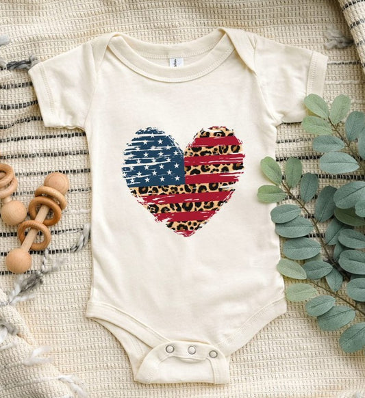 Heart Flag Kids Tee/Bodysuit