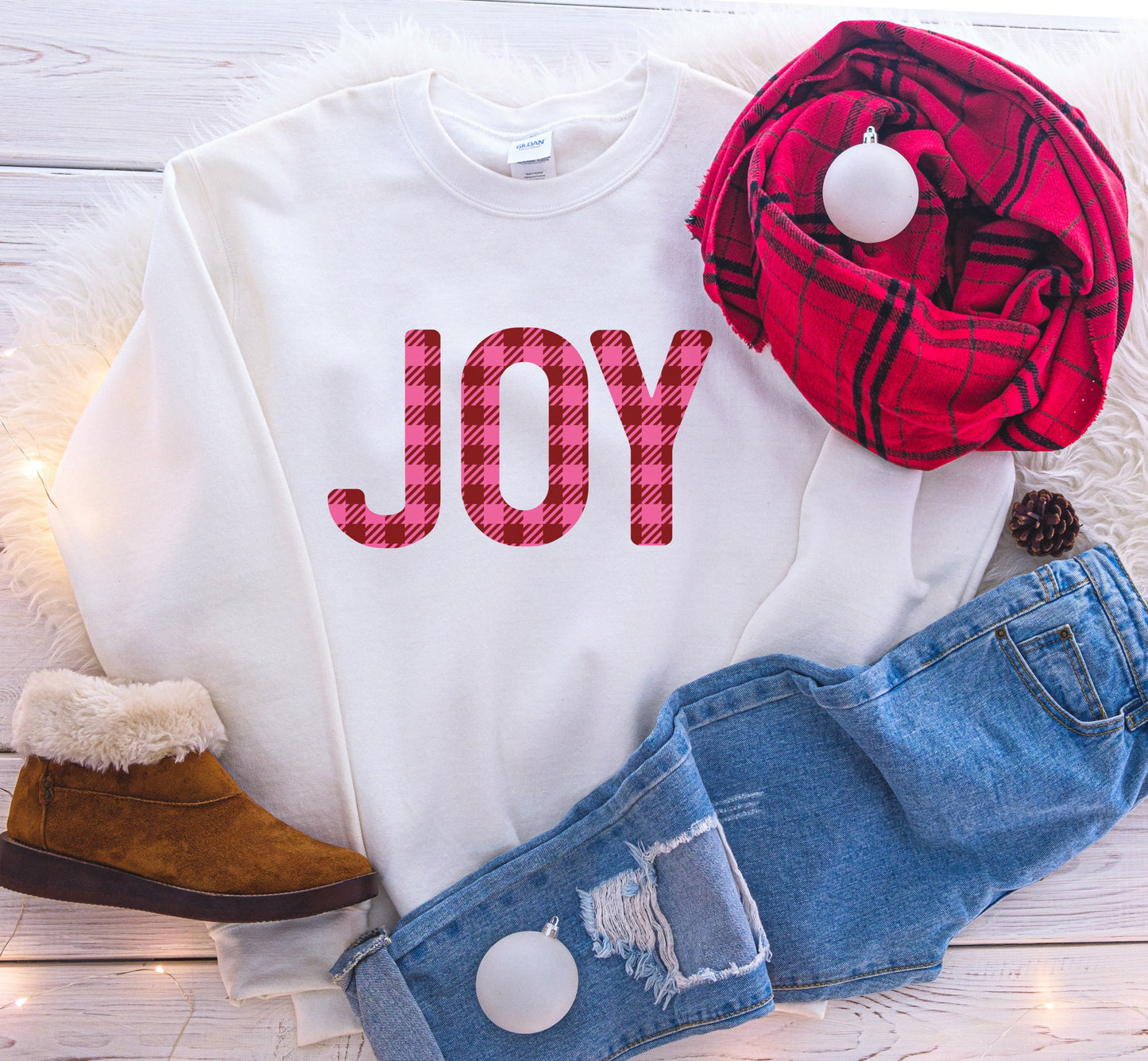 Joy Plaid Christmas Sweatshirt
