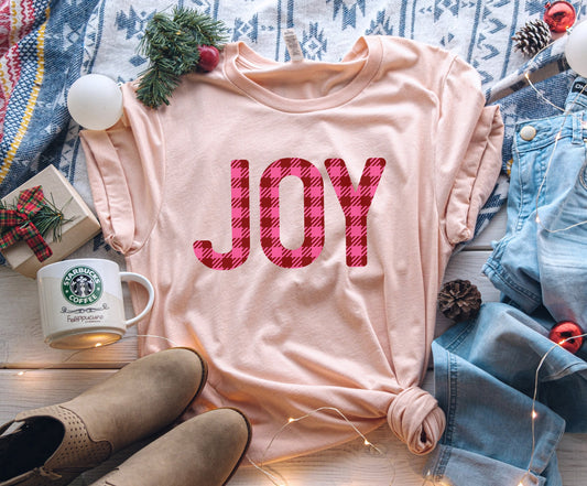 Joy Pink Plaid Tee