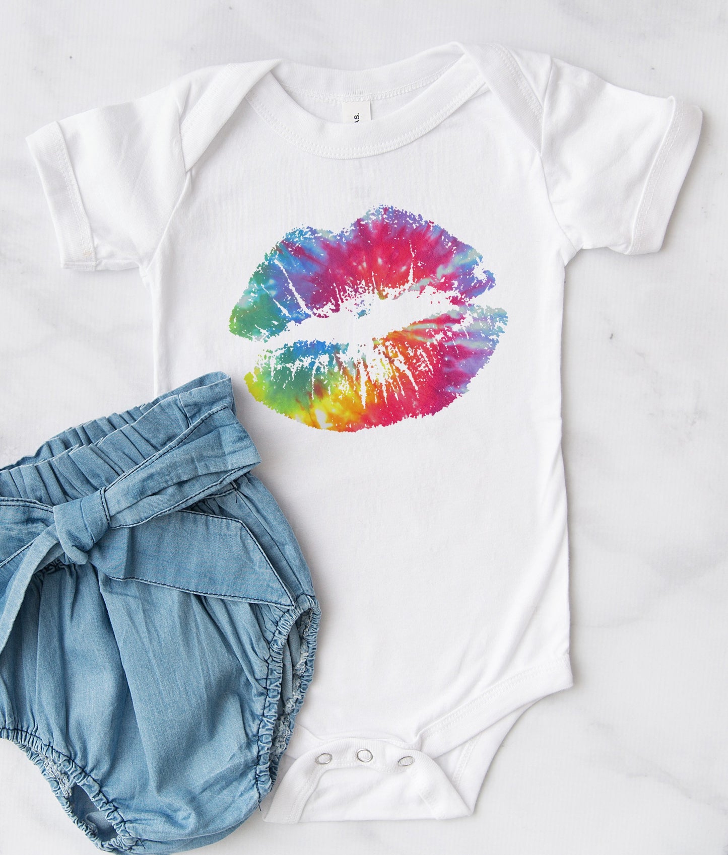 Tie Dye Lips Kids Tee/Bodysuit