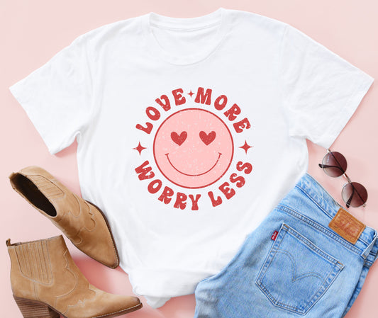 Love More Worry Less Smiley Face Tee