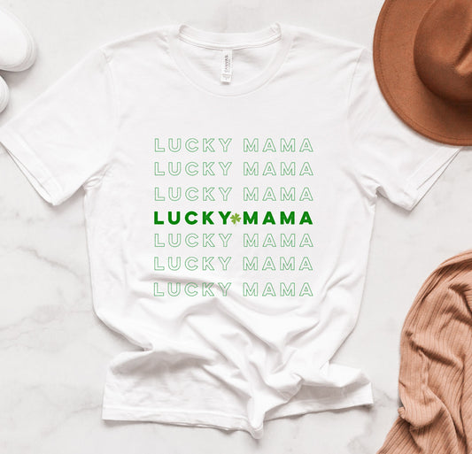 Lucky Mama Green Print Tee